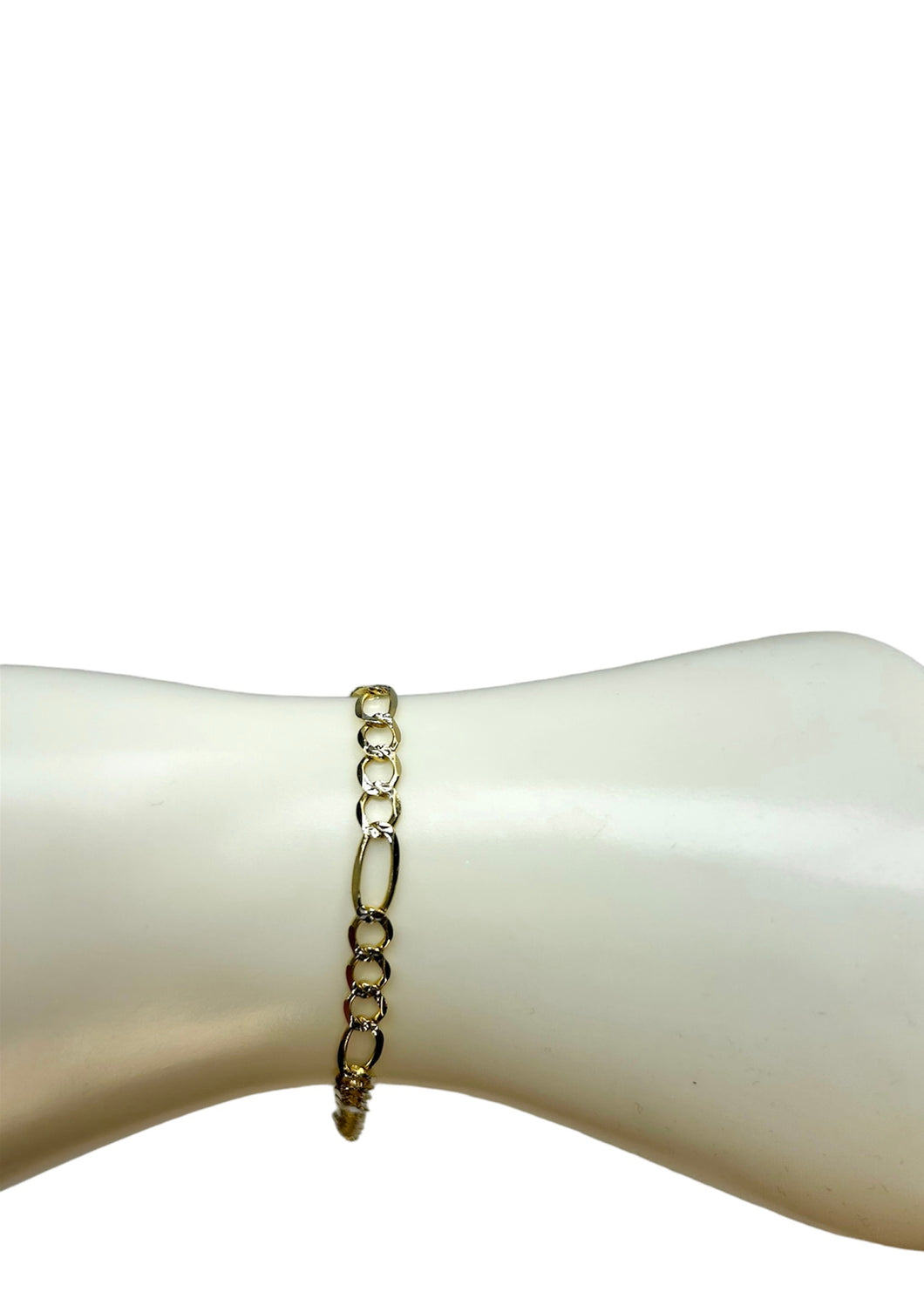 Diamond Cut Gold Figaro Bracelet